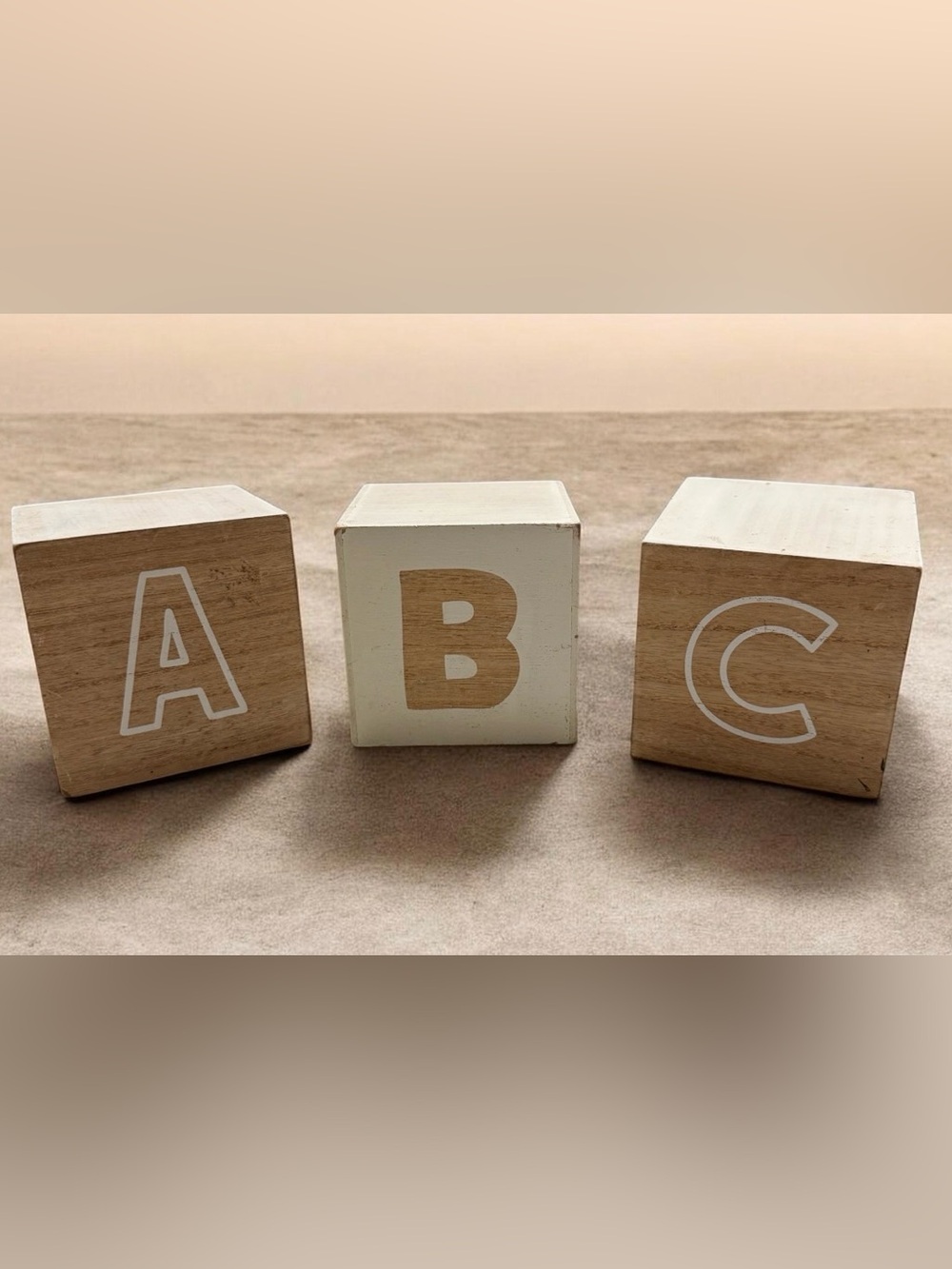 Hobby Lobby Rustic Jumbo Wooden ABC Blocks Set Of 3 - 4”x4”